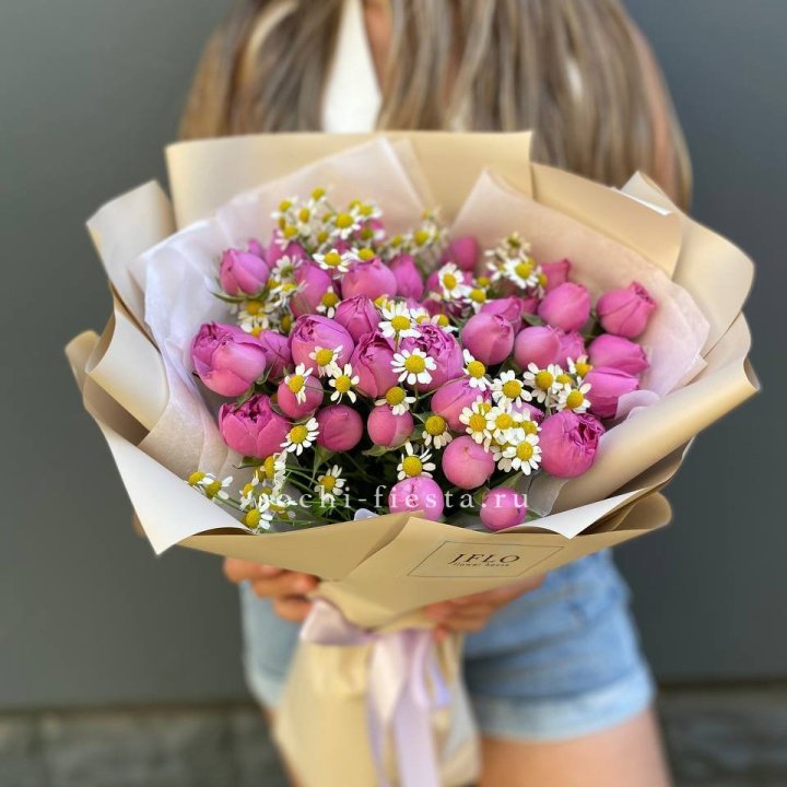 Дуобукет мисти с ромашками  в Череповеце