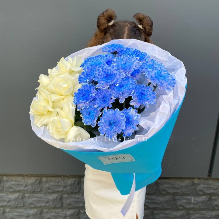 Дуо букет розы и хризантема в Череповеце