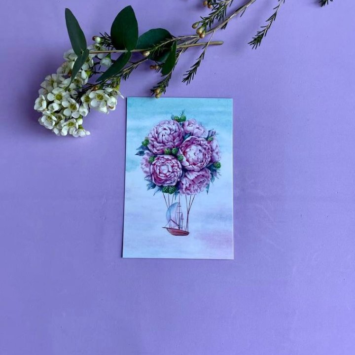 Открытка к букету "Пион" в Череповеце