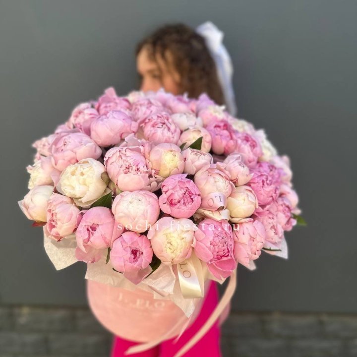 51 нежных пионов  в цилиндре в Череповеце